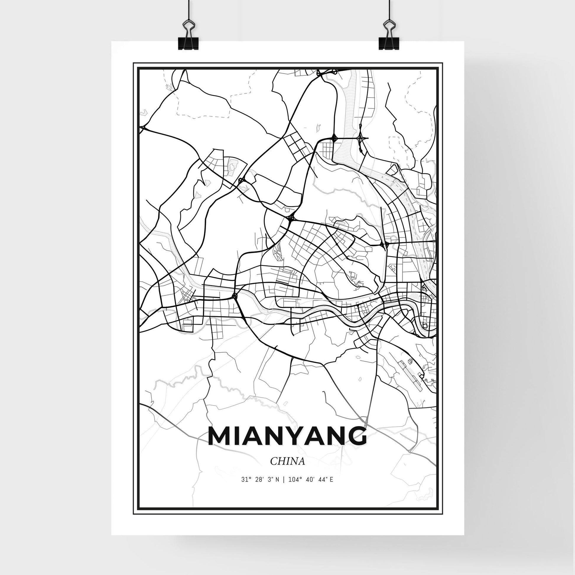 Mianyang China - Premium City Map Poster