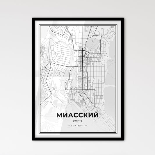 Miass Russia - Scandinavian Style City Map for Modern Home Decor