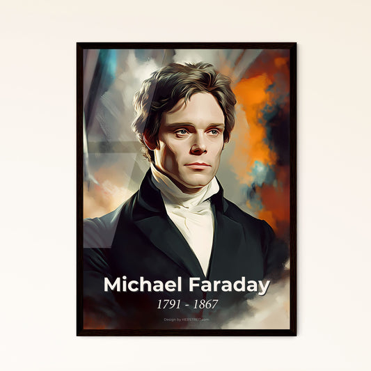 Portrait of Michael Faraday, 1791 - 1867. Impressionistic painting of a man in a suit.