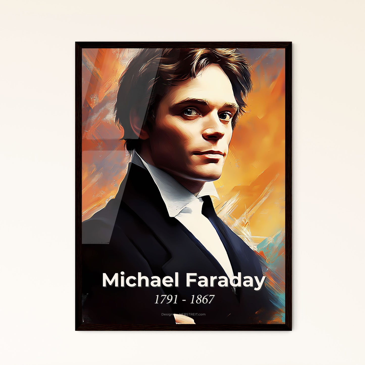 Portrait of Michael Faraday, 1791 - 1867. Impressionistic painting of a man in a suit.