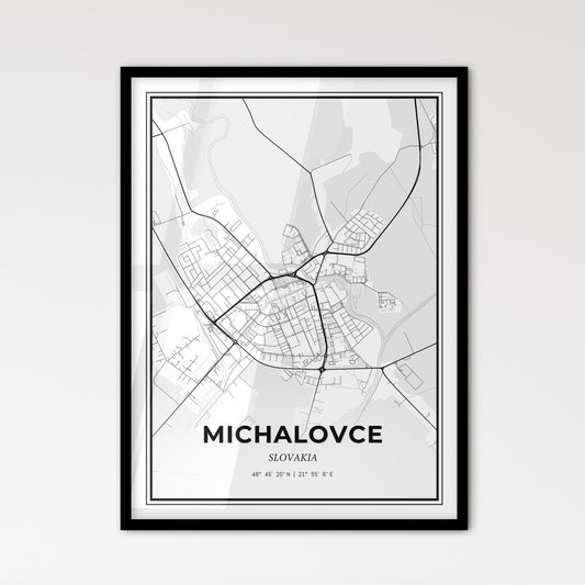 Michalovce Slovakia - Scandinavian Style City Map for Modern Home Decor