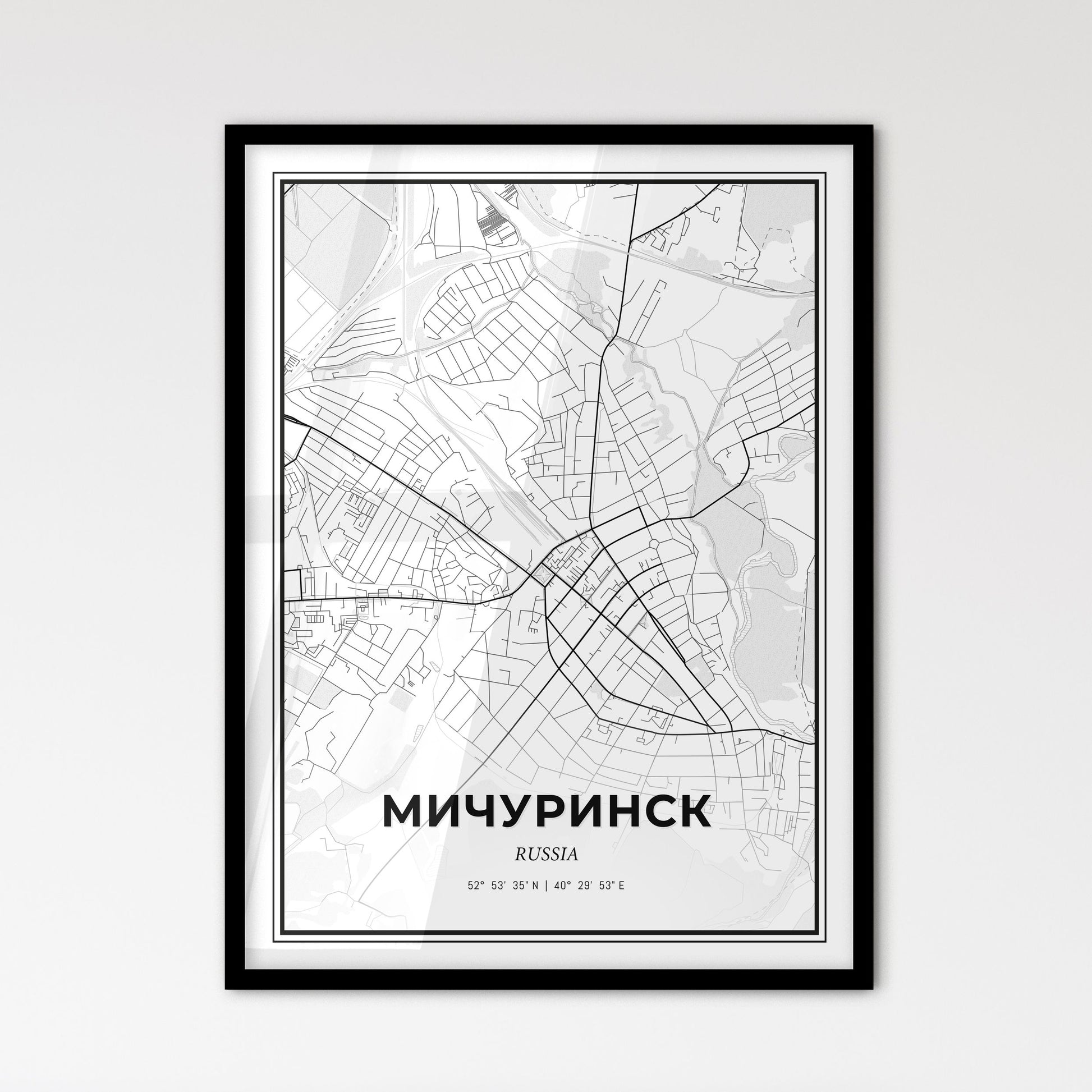 Michurinsk Russia - Scandinavian Style City Map for Modern Home Decor