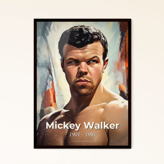 Portrait of Mickey Walker, 1901 - 1981. Impressionistic painting of a man with no shirt.