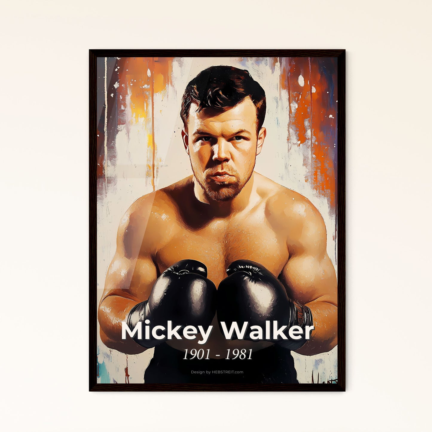 Portrait of Mickey Walker, 1901 - 1981. Impressionistic painting of a man wearing boxing gloves.