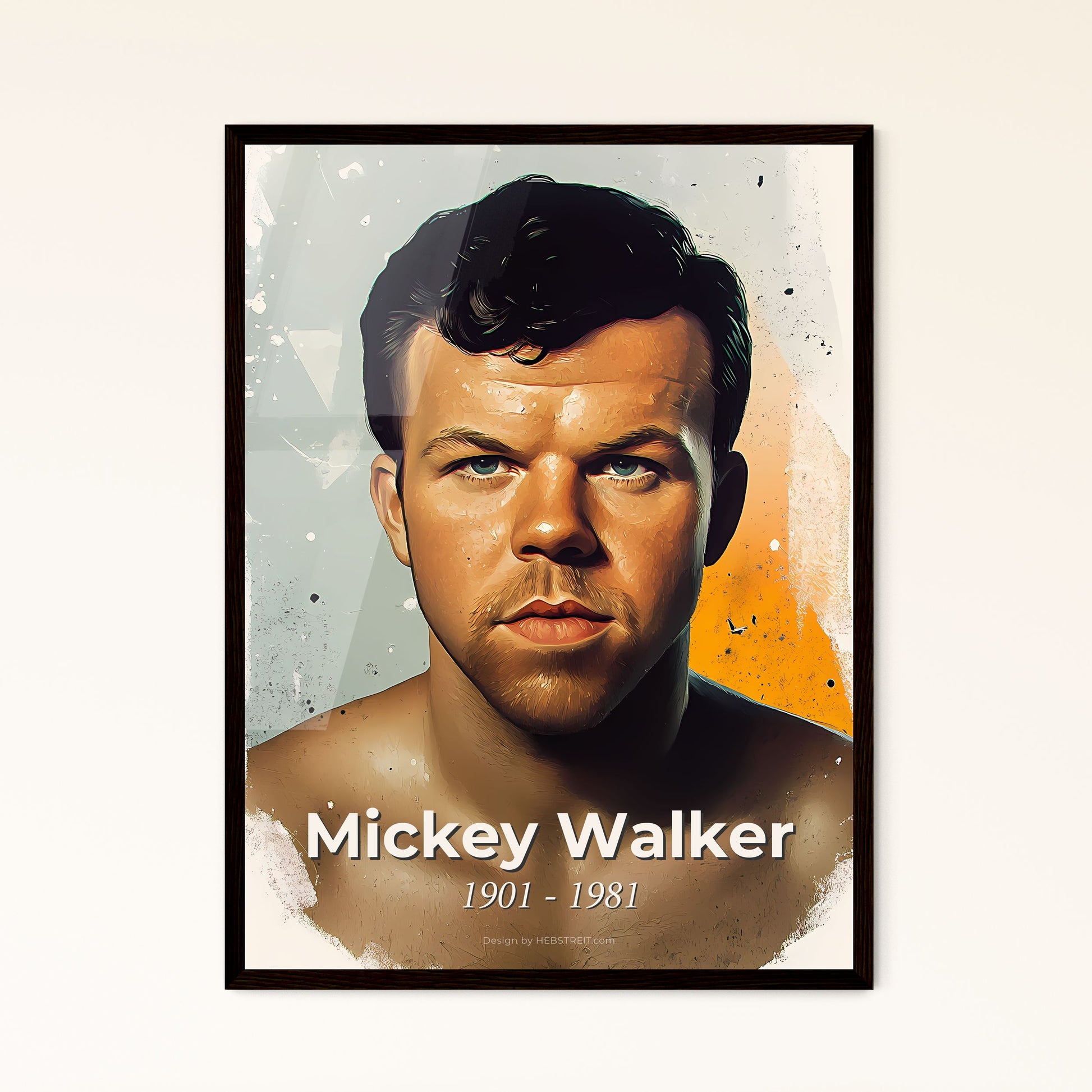 Portrait of Mickey Walker, 1901 - 1981. Impressionistic painting of a man looking at the camera.