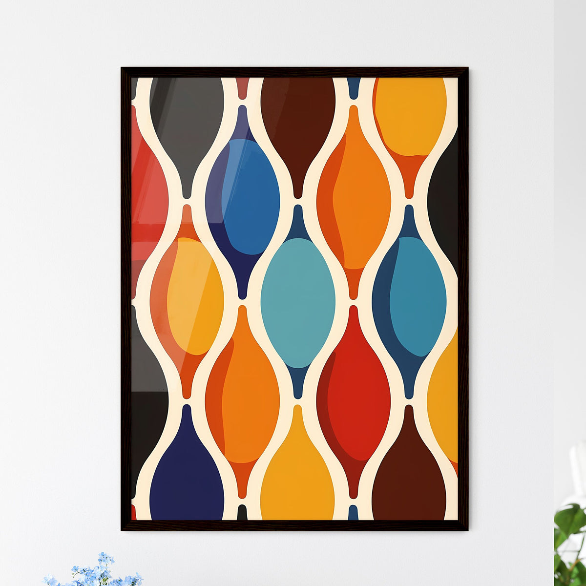 Mid-Century Modern Minimalistic Geometric Pa - Framed Art Print