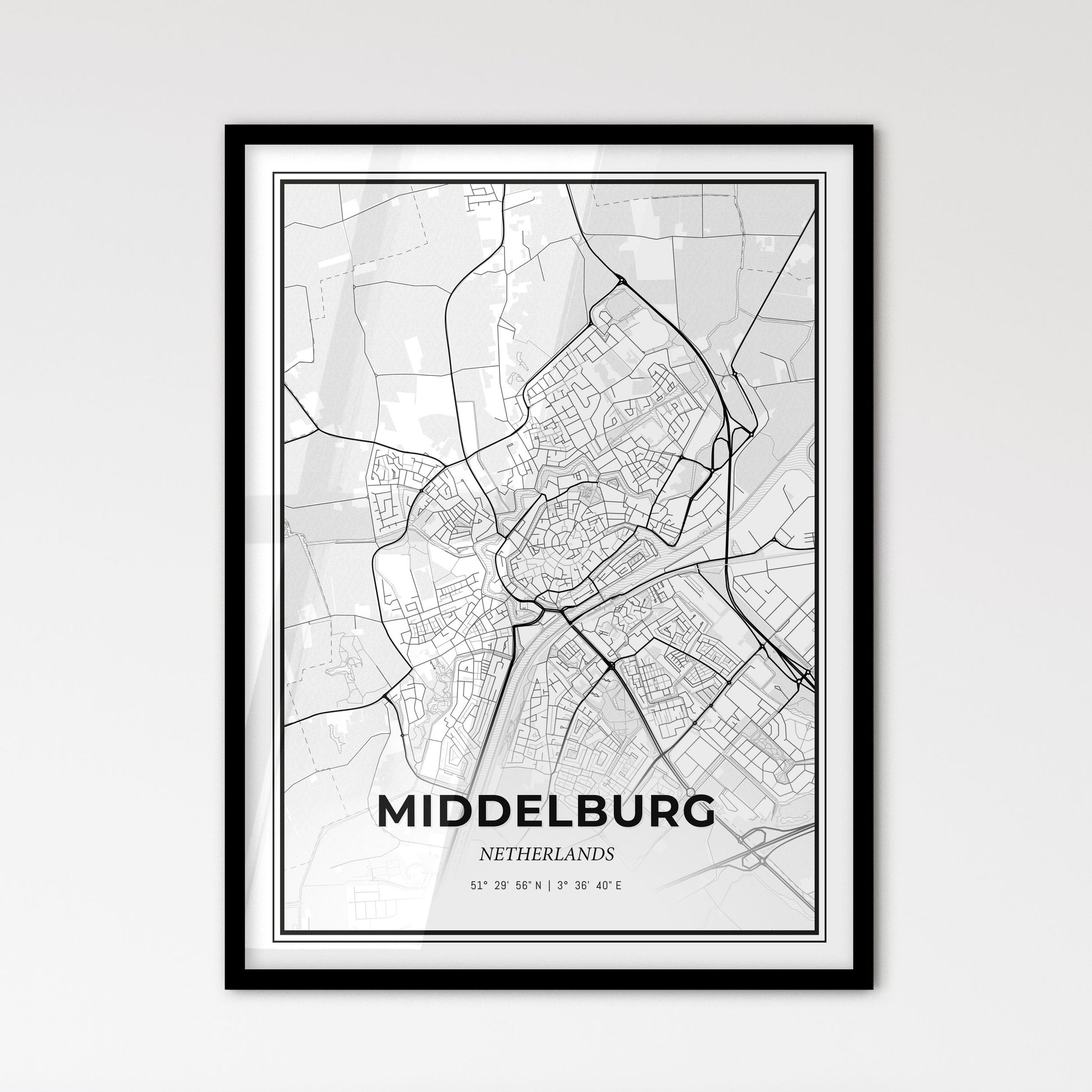  Middelburg Netherlands - Scandinavian Style City Map for Modern Home Decor