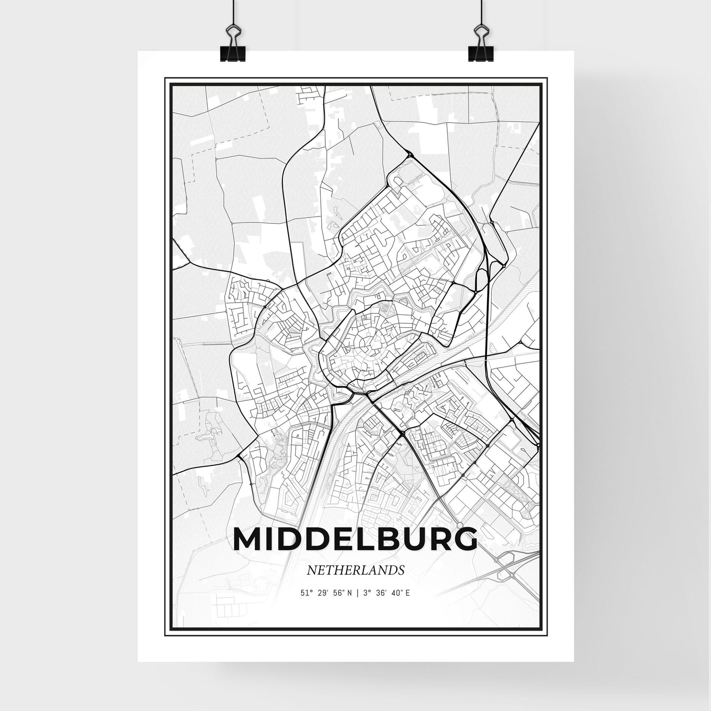  Middelburg Netherlands - Premium City Map Poster