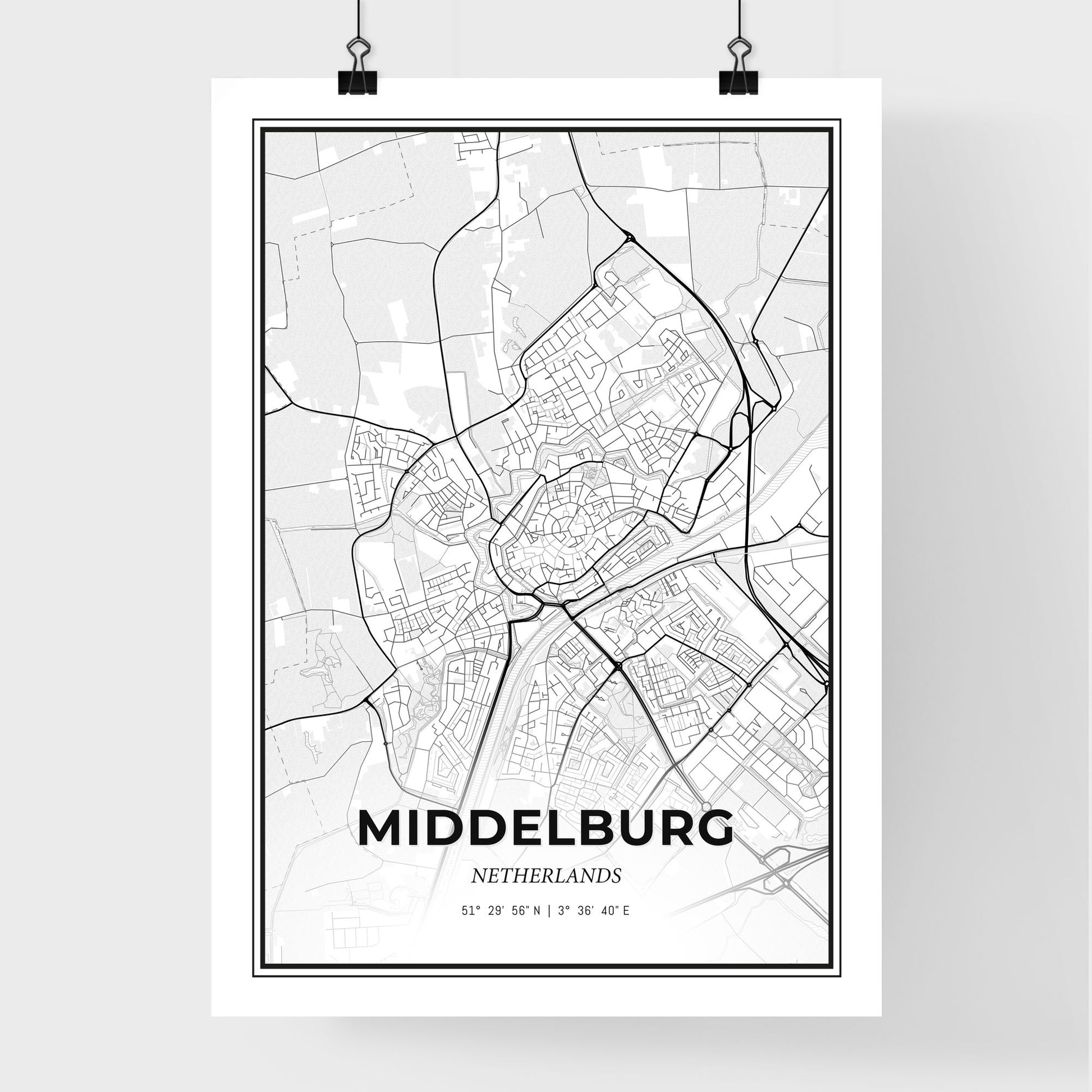  Middelburg Netherlands - Premium City Map Poster