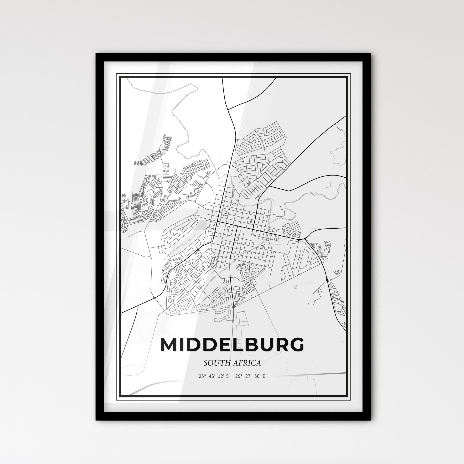 Middelburg South Africa - Scandinavian Style City Map for Modern Home Decor