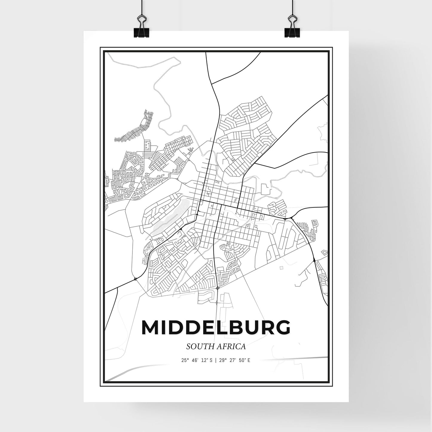 Middelburg South Africa - Premium City Map Poster