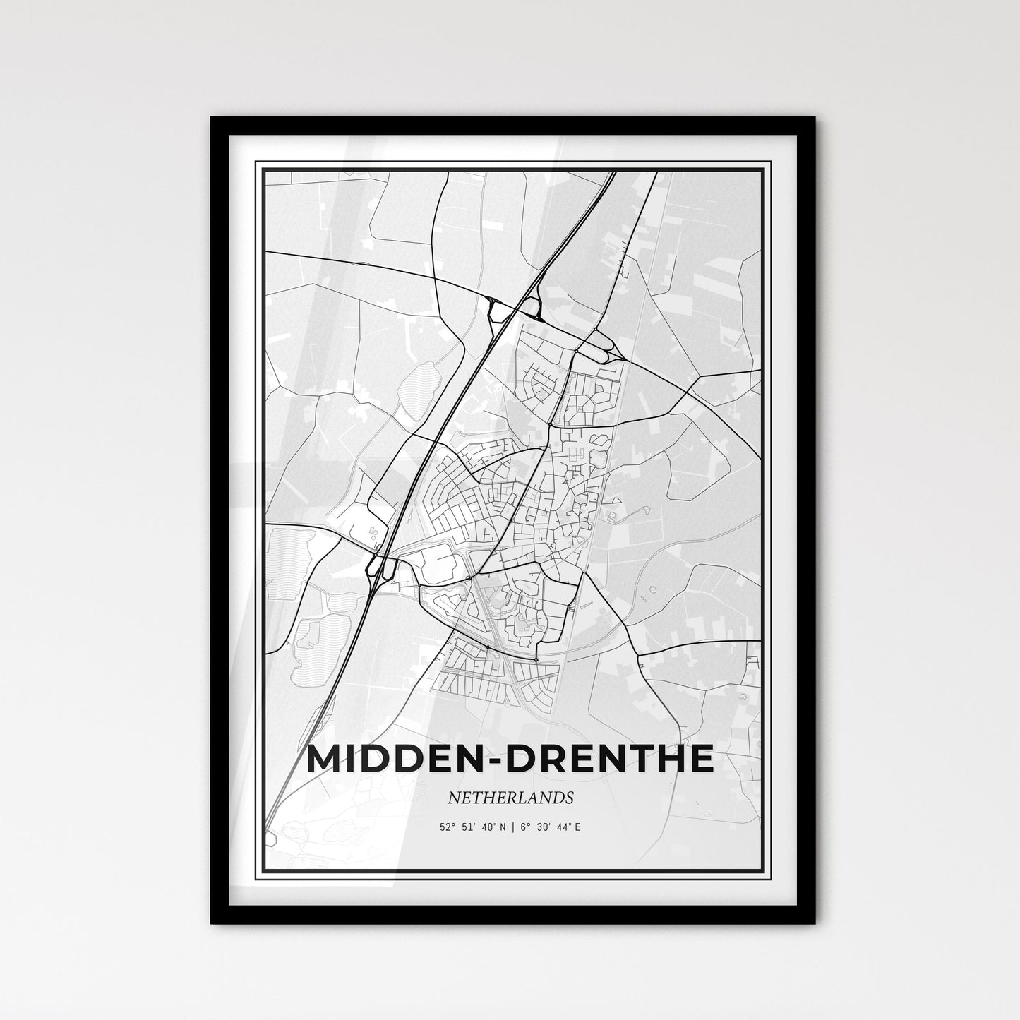  Midden-Drenthe Netherlands - Scandinavian Style City Map for Modern Home Decor