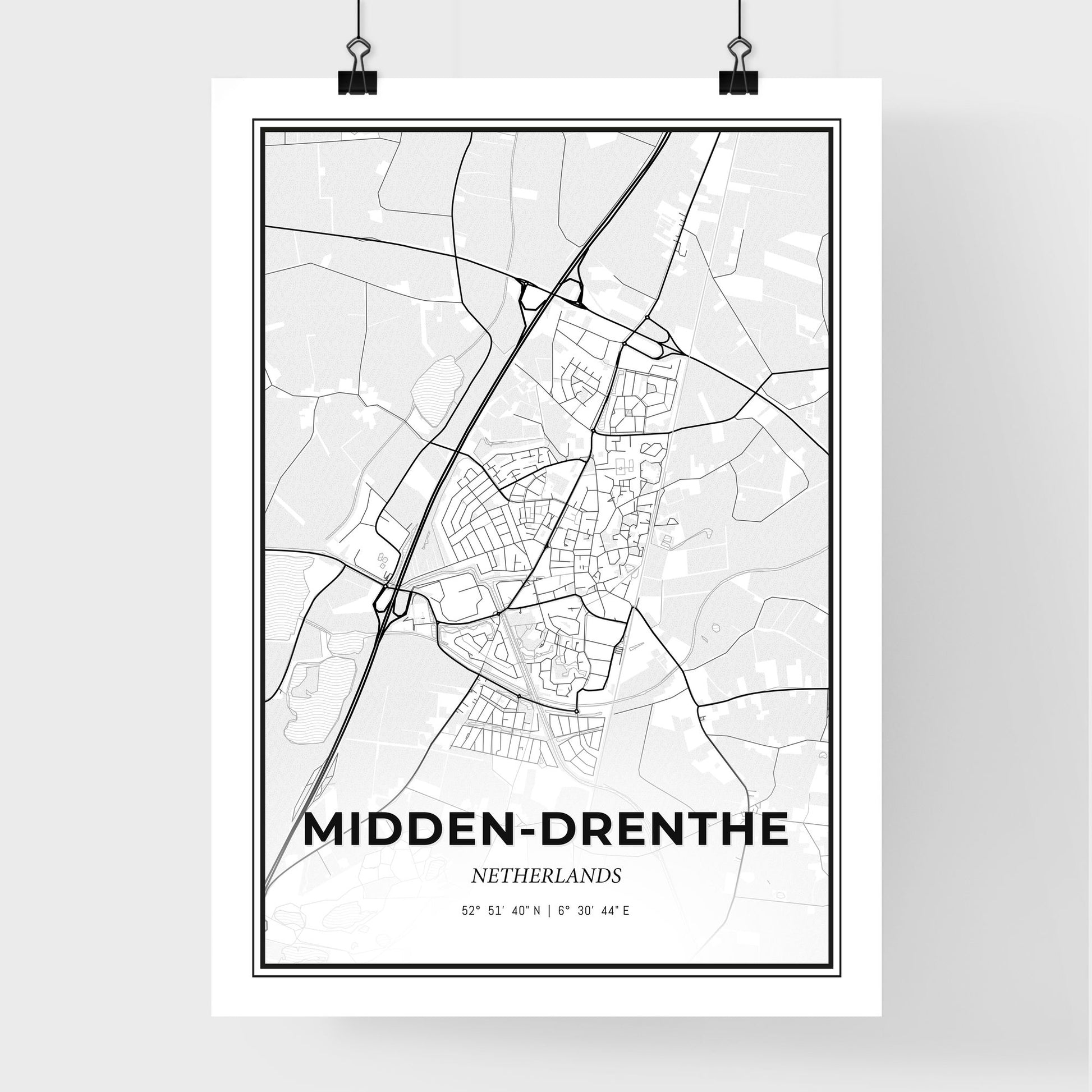  Midden-Drenthe Netherlands - Premium City Map Poster