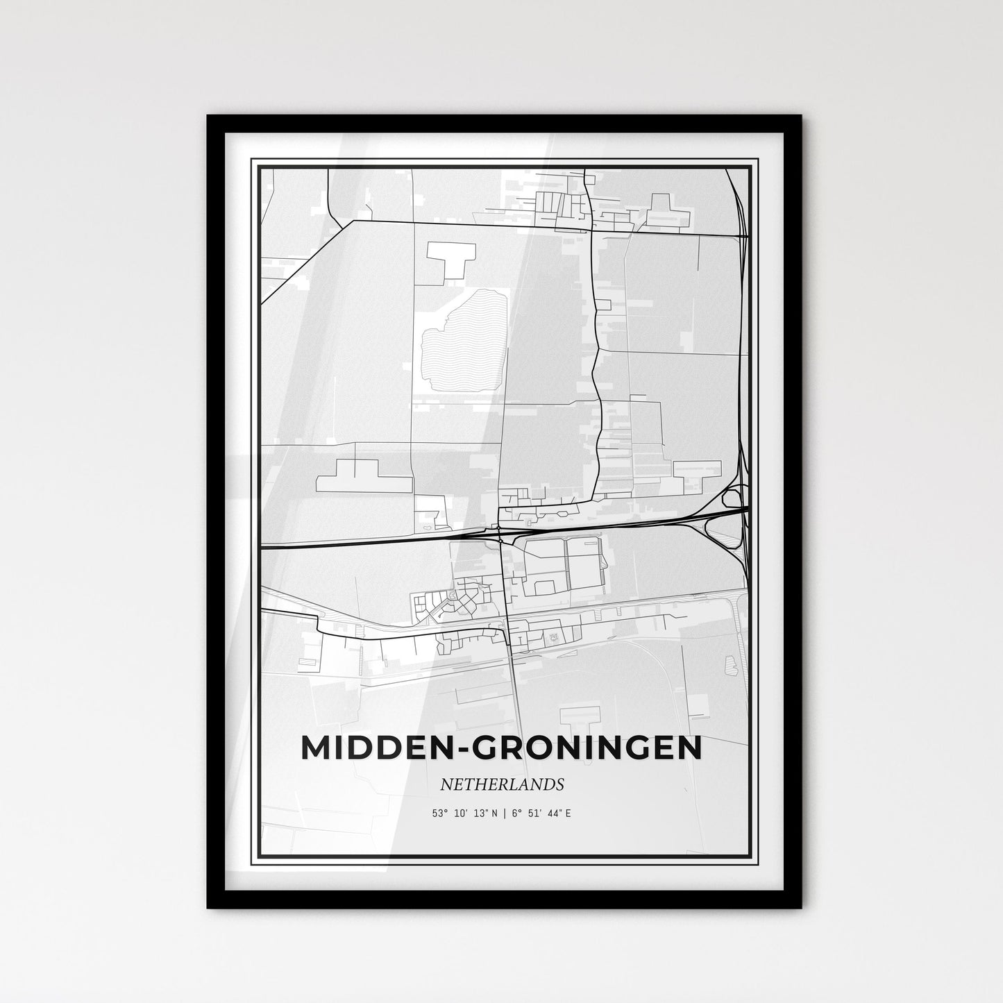  Midden-Groningen Netherlands - Scandinavian Style City Map for Modern Home Decor