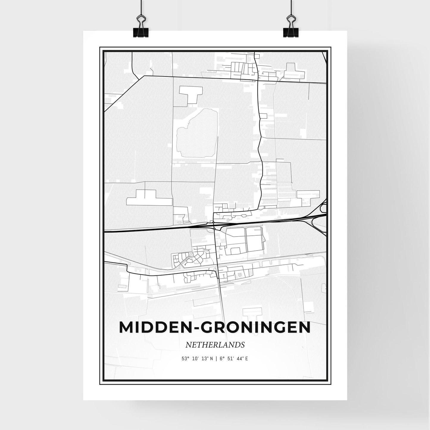  Midden-Groningen Netherlands - Premium City Map Poster