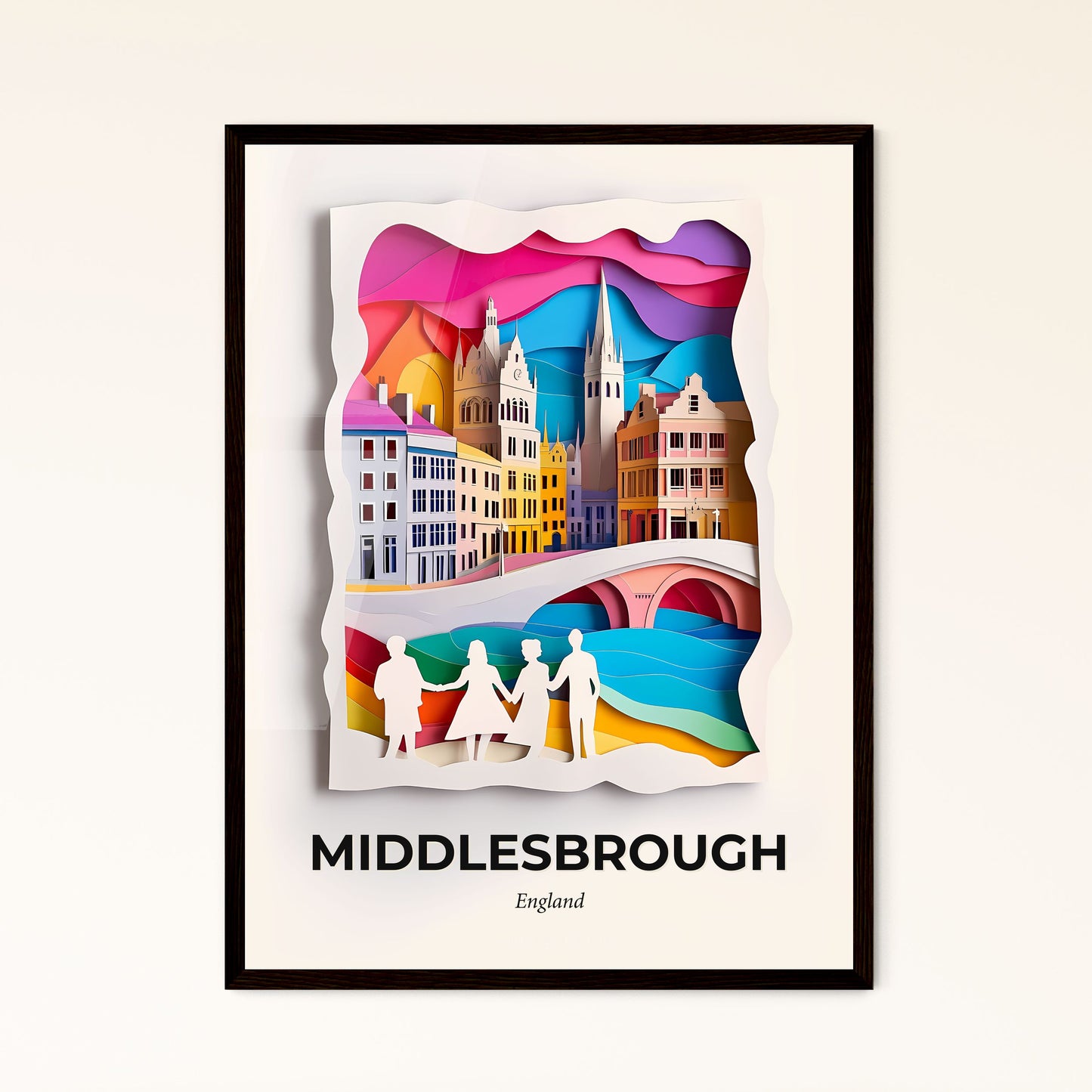 Vivid Middlesbrough, England - a paper cut of a couple holding hands