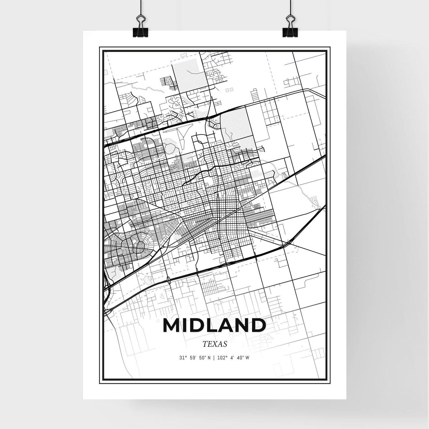 Midland Texas - Premium City Map Poster