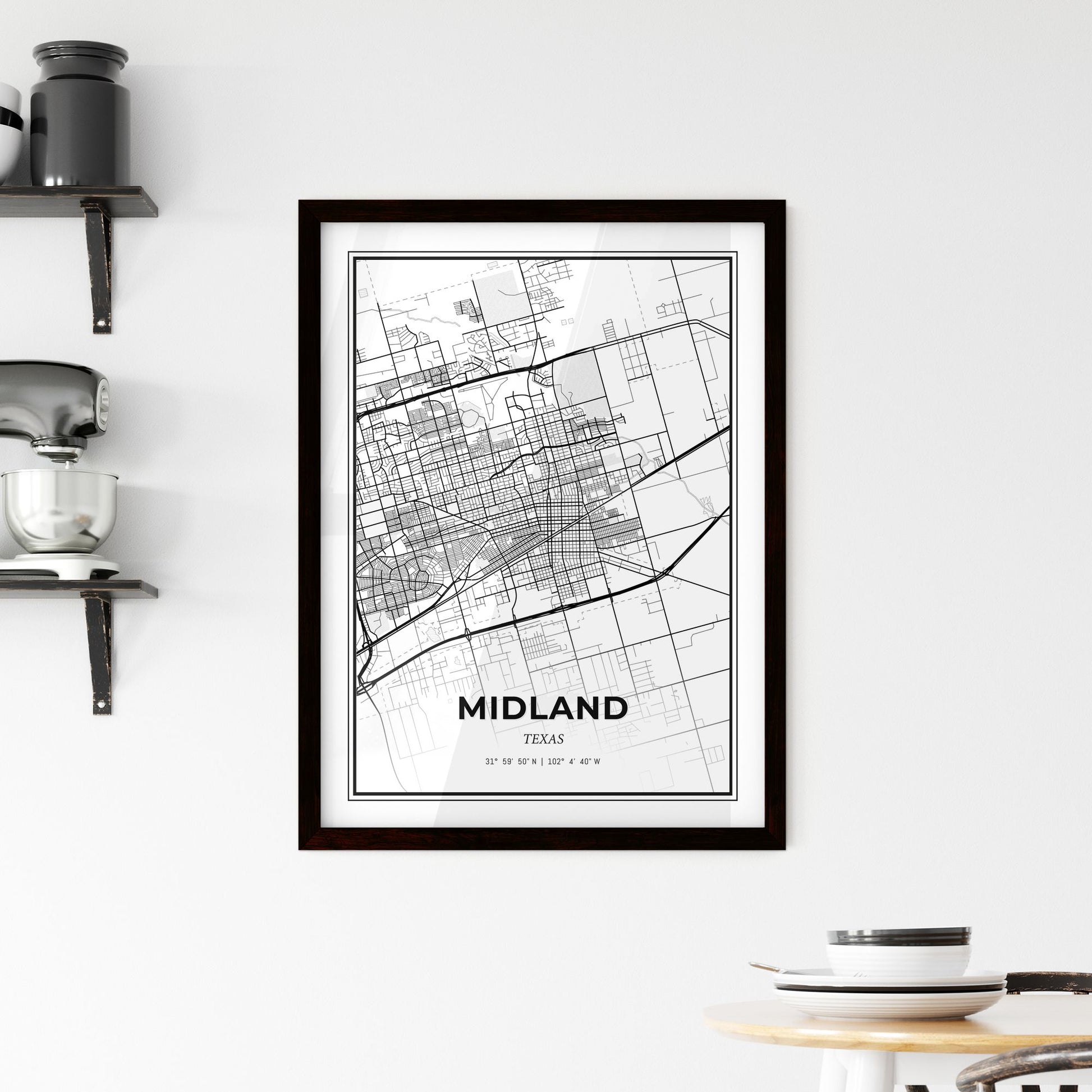 Midland Texas - Minimal City Map