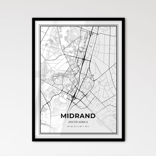 Midrand South Africa - Scandinavian Style City Map for Modern Home Decor