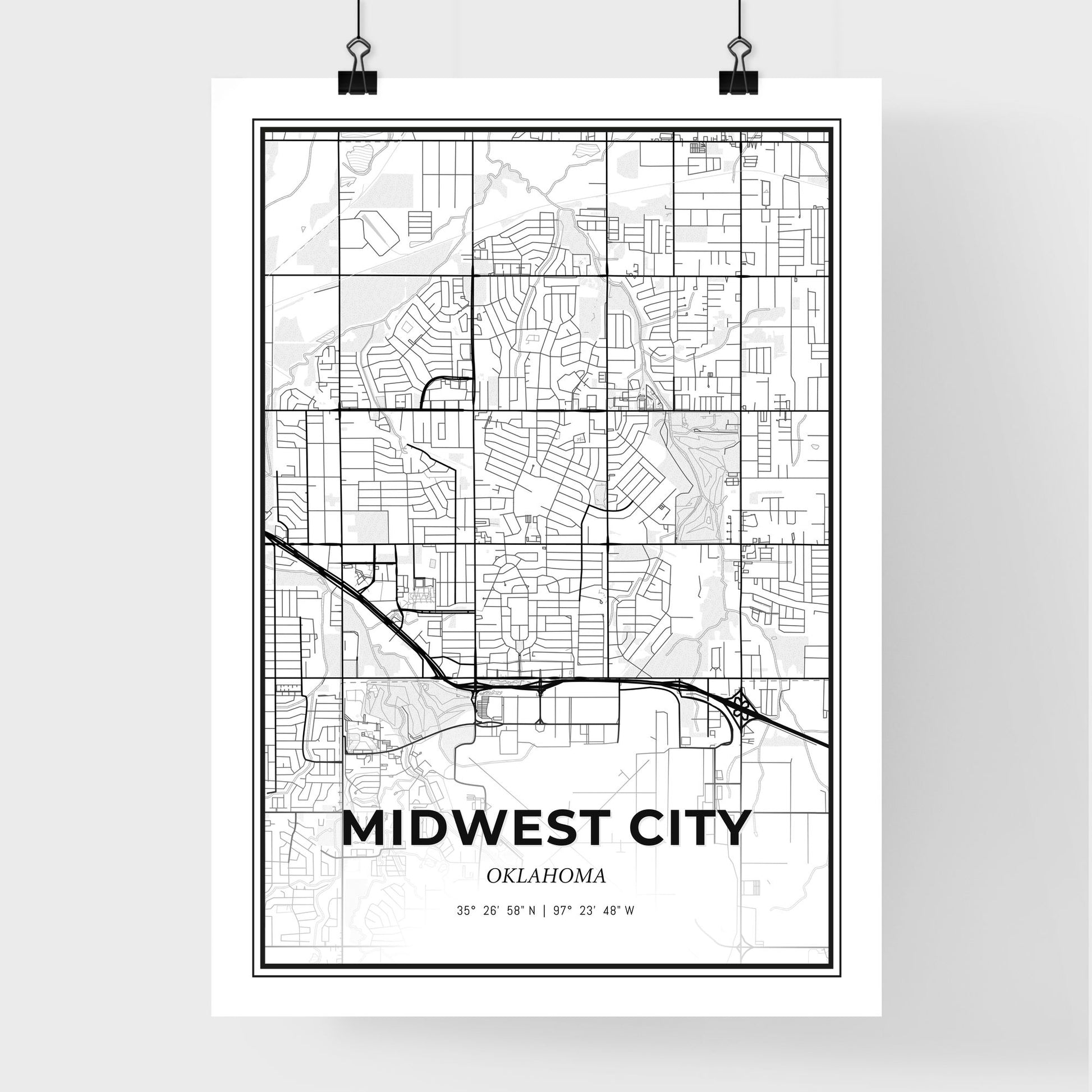 Midwest City Oklahoma - Premium City Map Poster