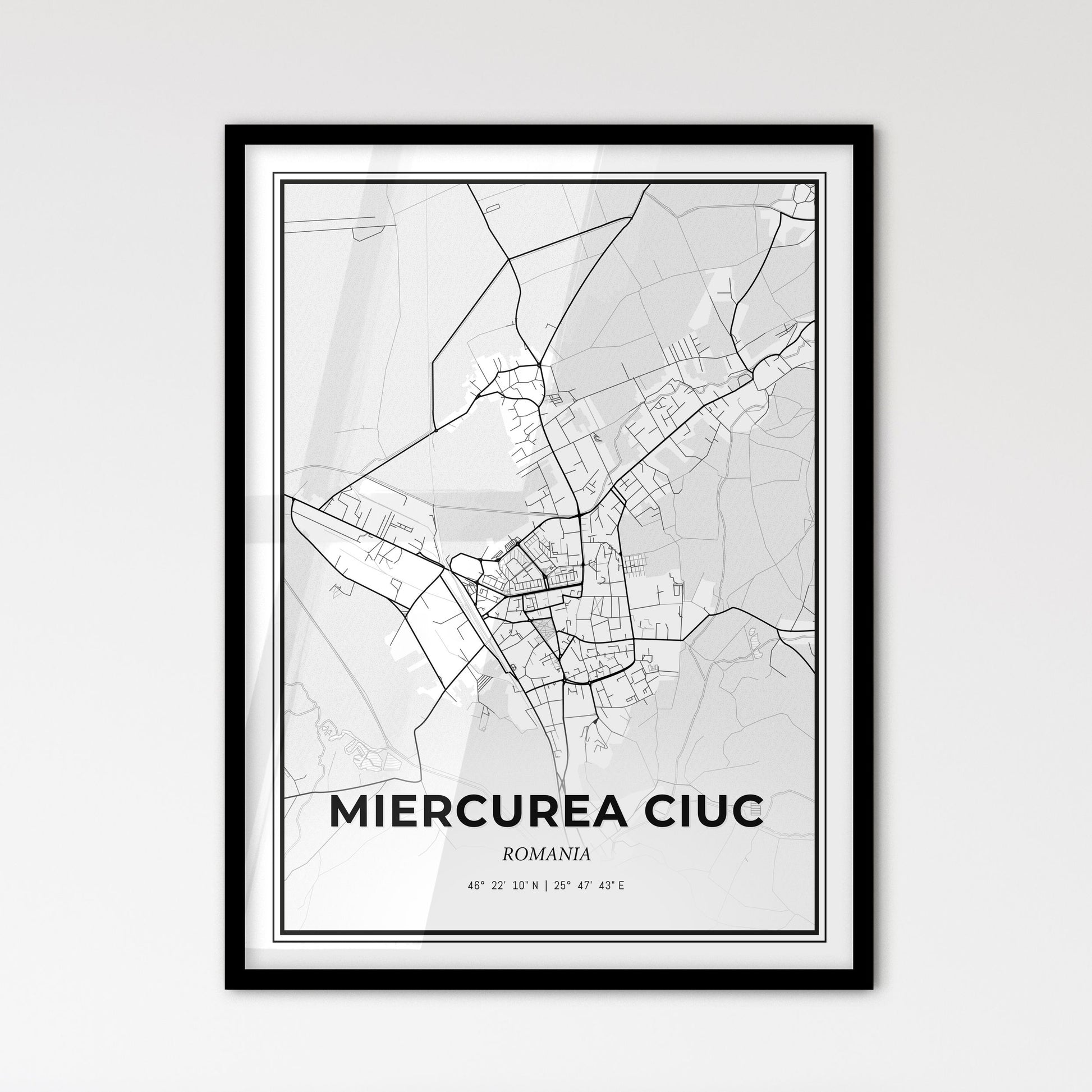 Miercurea Ciuc Romania - Scandinavian Style City Map for Modern Home Decor