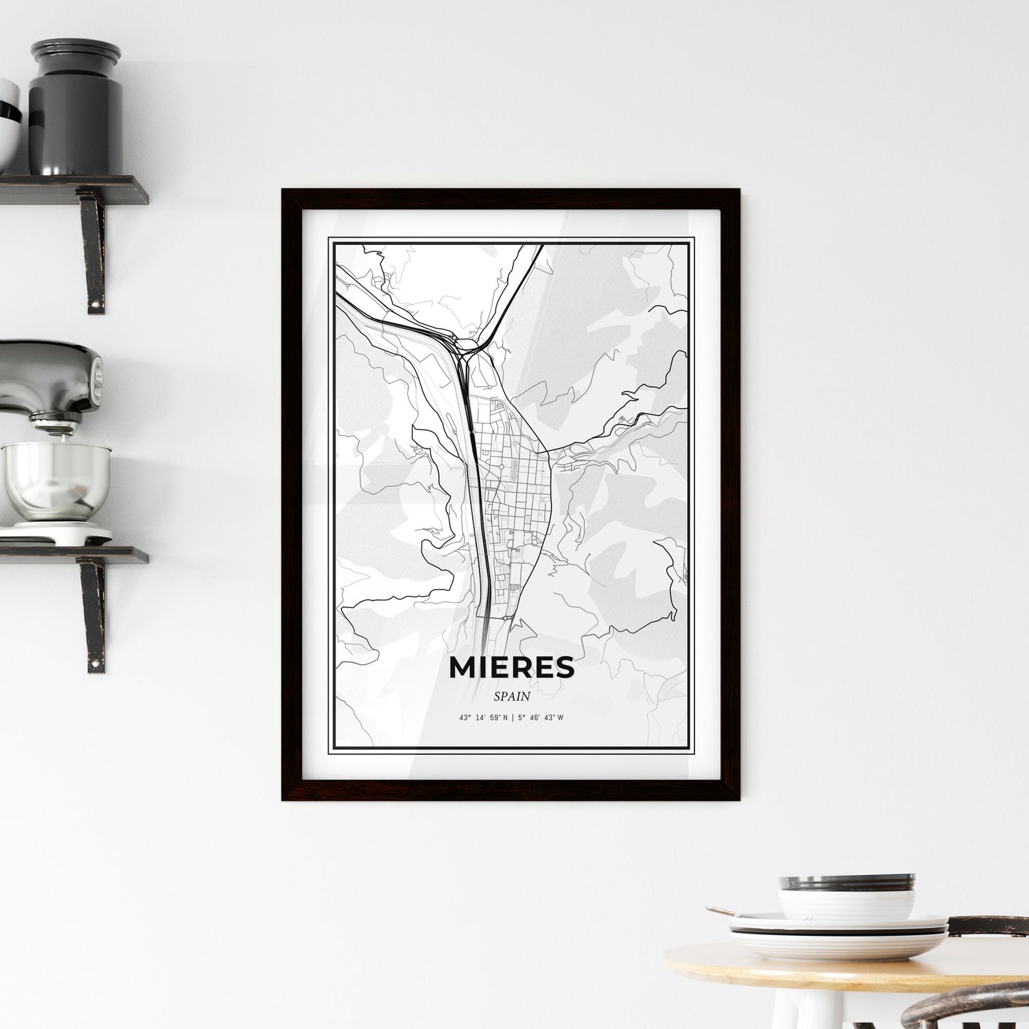 Mieres Spain - Minimal City Map