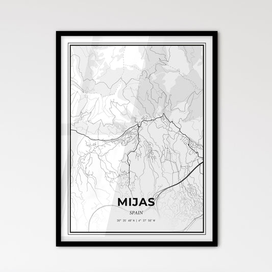 Mijas Spain - Scandinavian Style City Map for Modern Home Decor