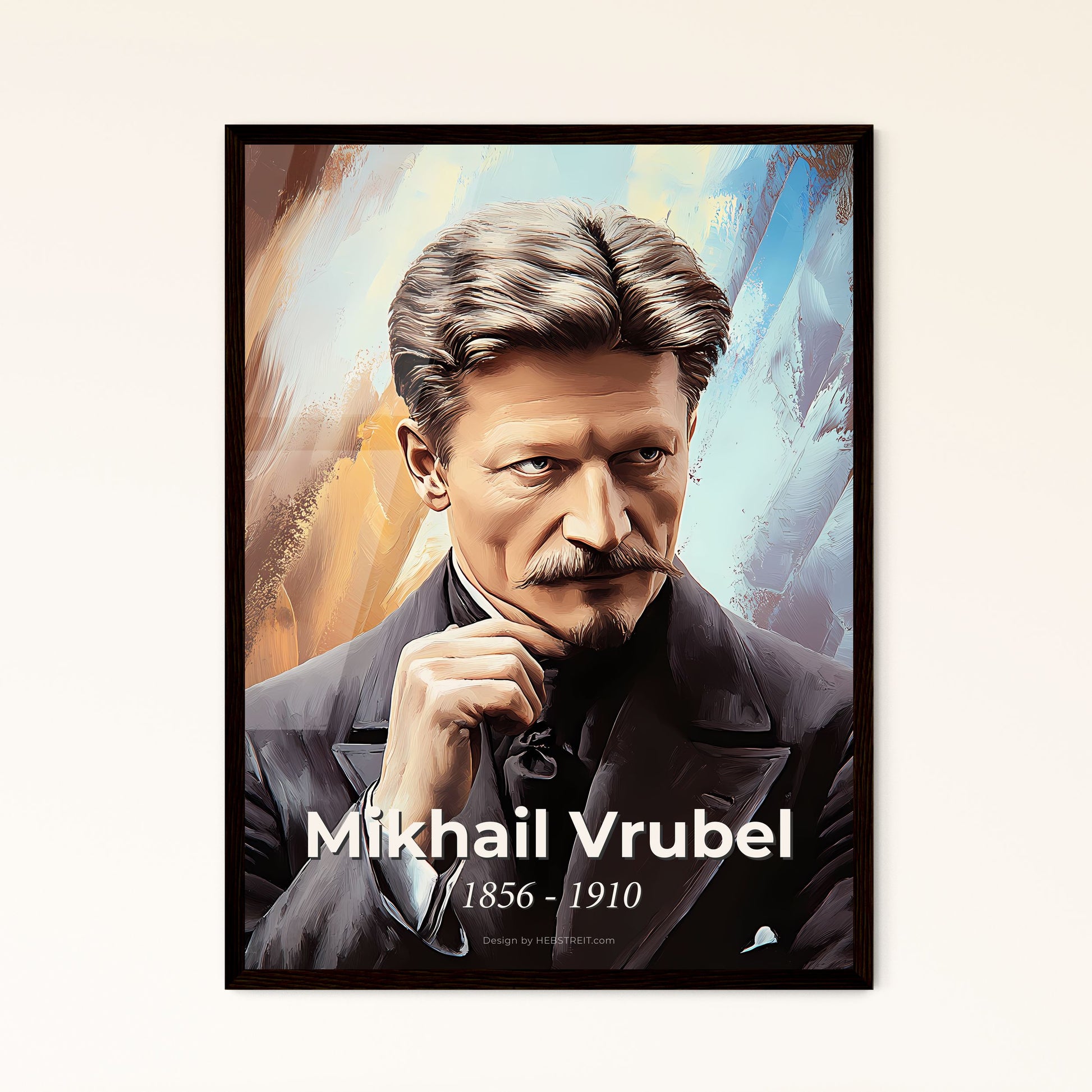 Portrait of Mikhail Vrubel, 1856 - 1910. Impressionistic painting of a man with a mustache.