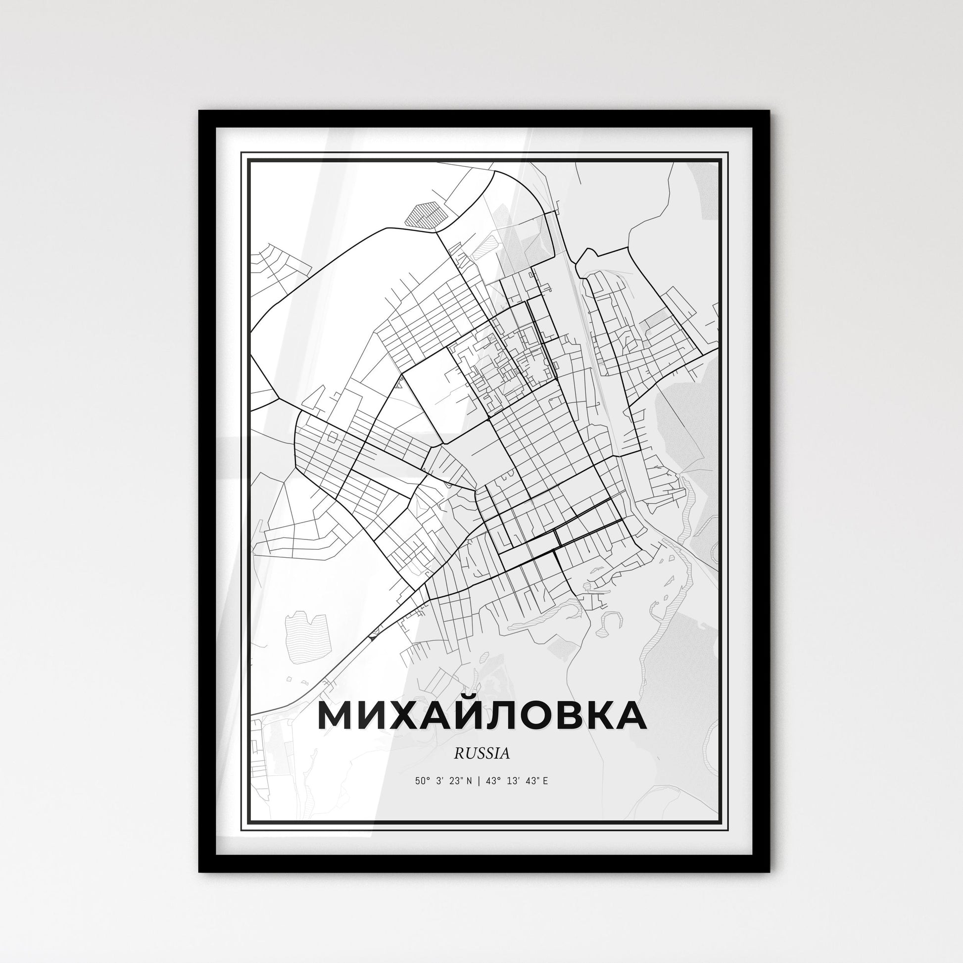 Mikhaylovka Russia - Scandinavian Style City Map for Modern Home Decor