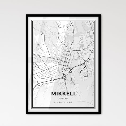 Mikkeli Finland - Scandinavian Style City Map for Modern Home Decor