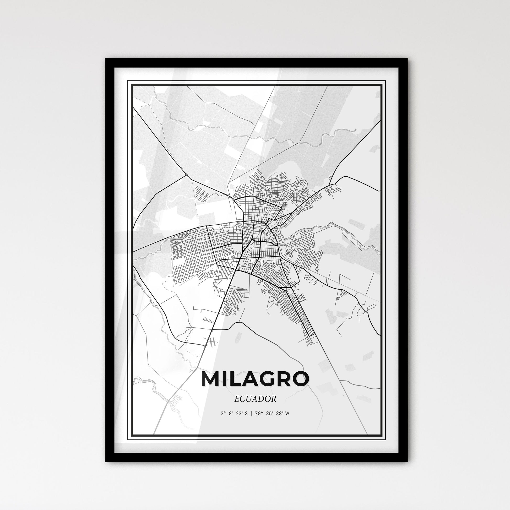 Milagro Ecuador - Scandinavian Style City Map for Modern Home Decor