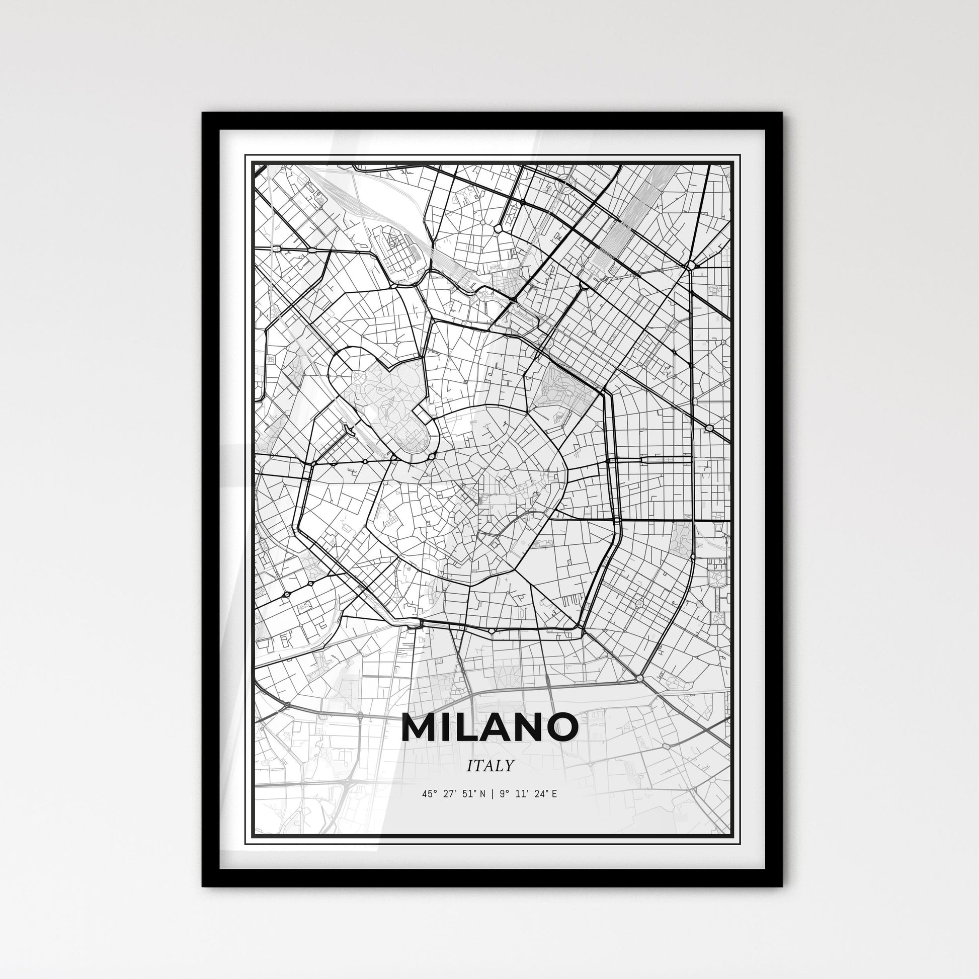 Milan Italy - Scandinavian Style City Map for Modern Home Decor