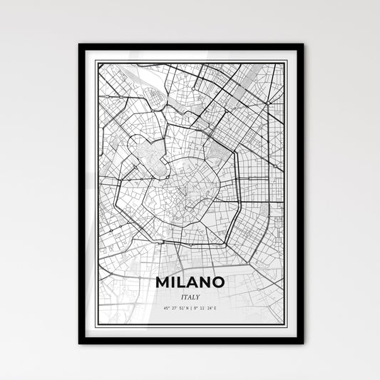 Milan Italy - Scandinavian Style City Map for Modern Home Decor