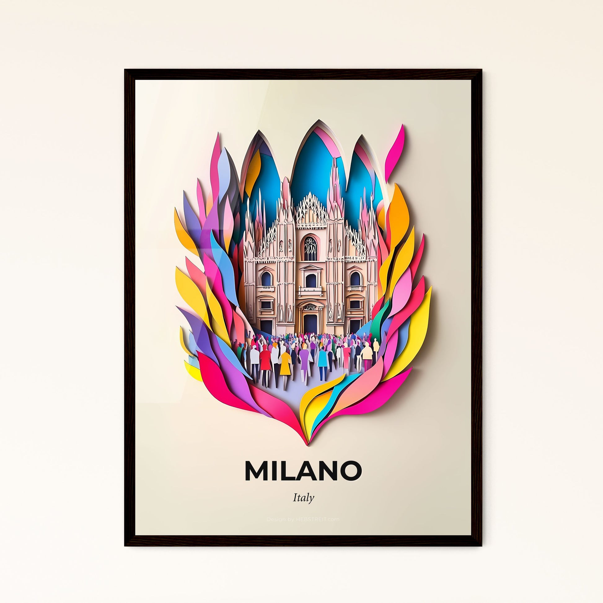 Vivid Milan, Italy - a paper cut of a cathedral with people standing in front of it