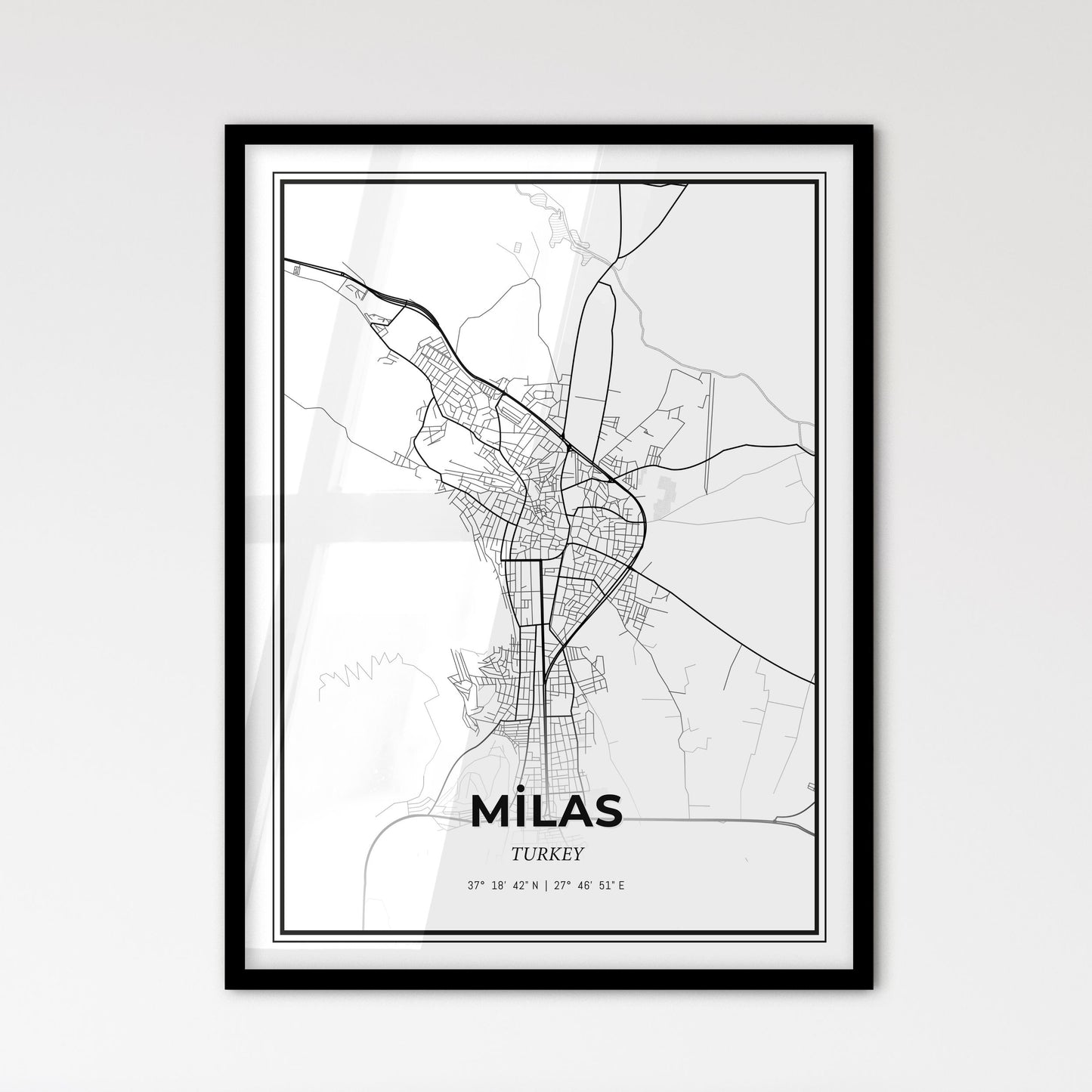 Milas Turkey - Scandinavian Style City Map for Modern Home Decor