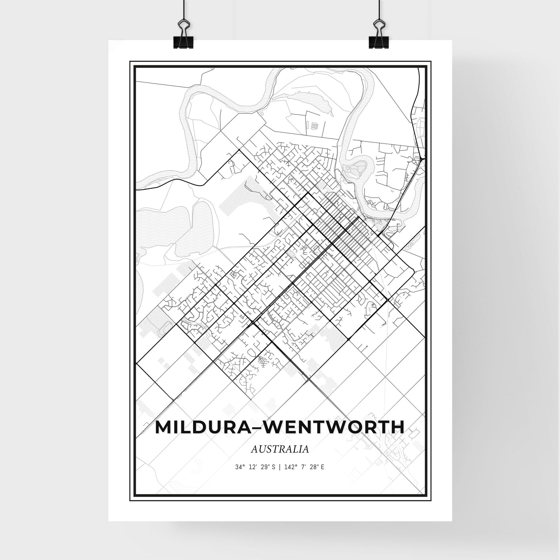 Mildura–Wentworth Australia - Premium City Map Poster