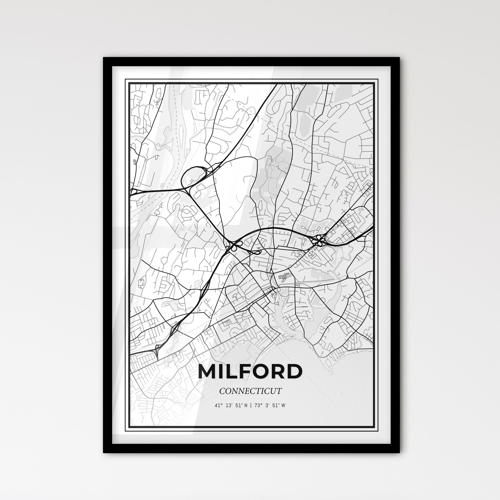 Milford Connecticut - Scandinavian Style City Map for Modern Home Decor