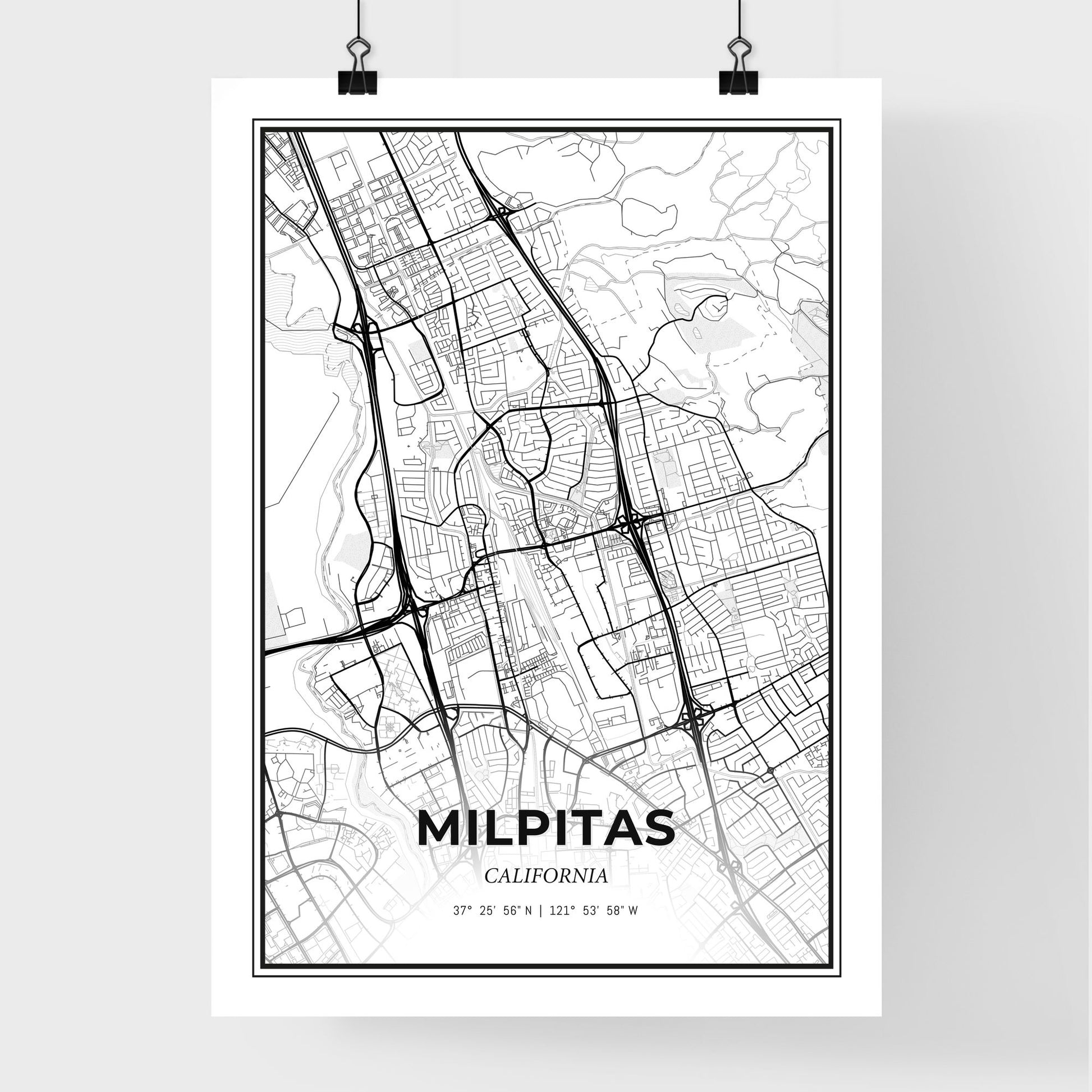 Milpitas California - Premium City Map Poster