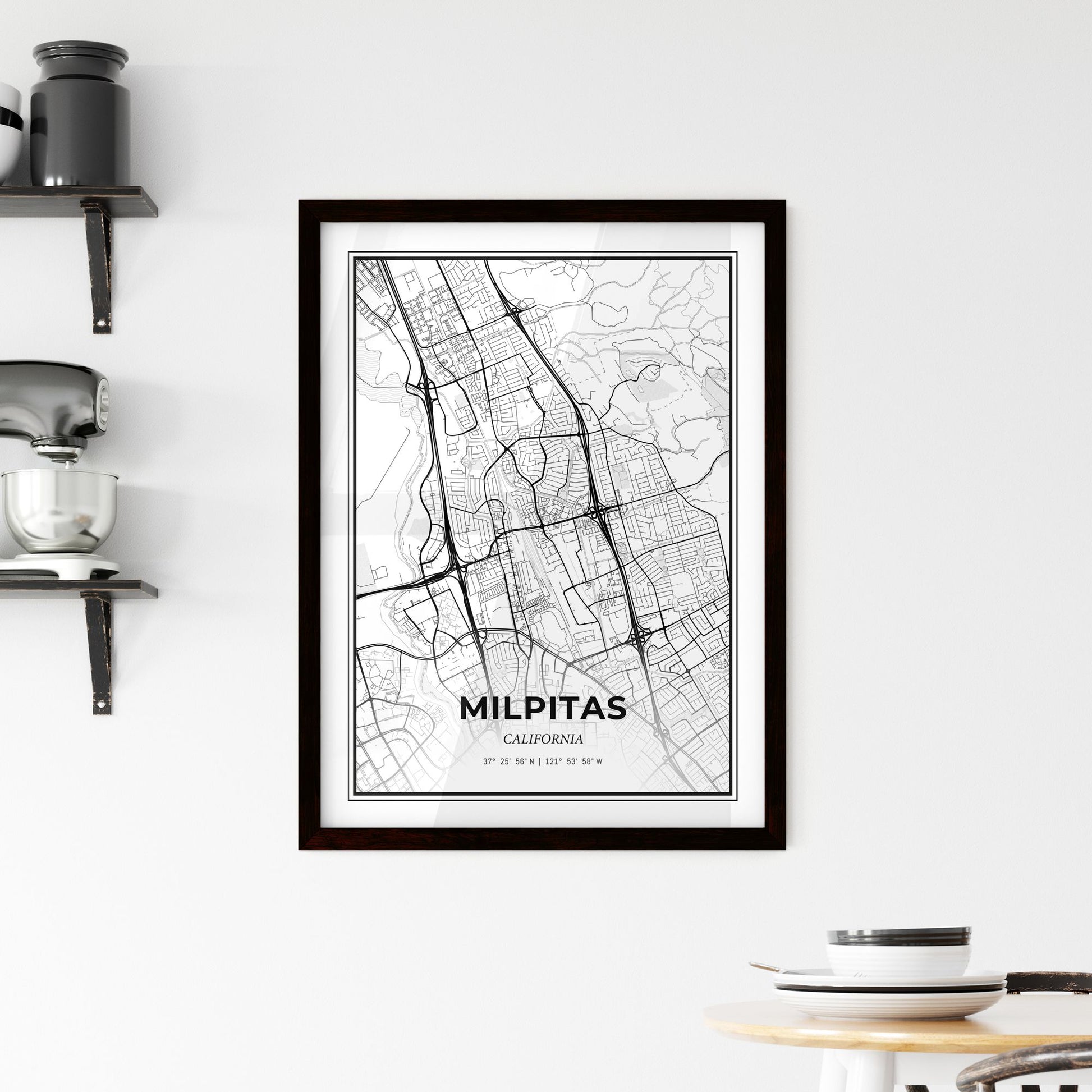 Milpitas California - Minimal City Map