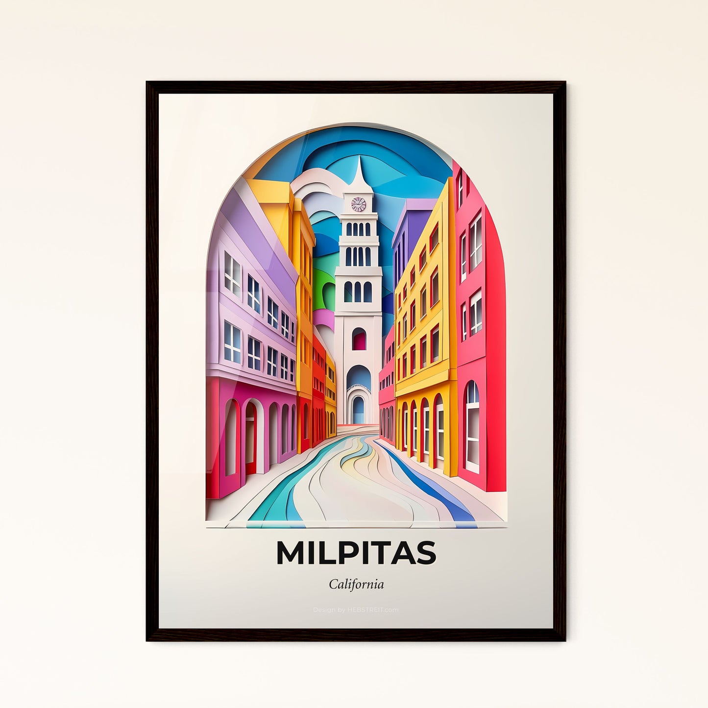 Vivid Milpitas, California - a colorful city street with a clock tower