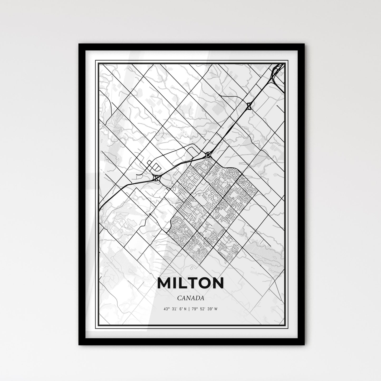 Milton Canada - Scandinavian Style City Map for Modern Home Decor