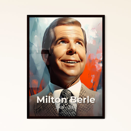 Portrait of Milton Berle, 1908 - 2002. Impressionistic painting of a man in a suit and tie.