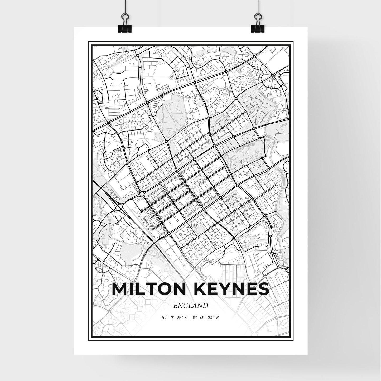 Milton Keynes England - Premium City Map Poster