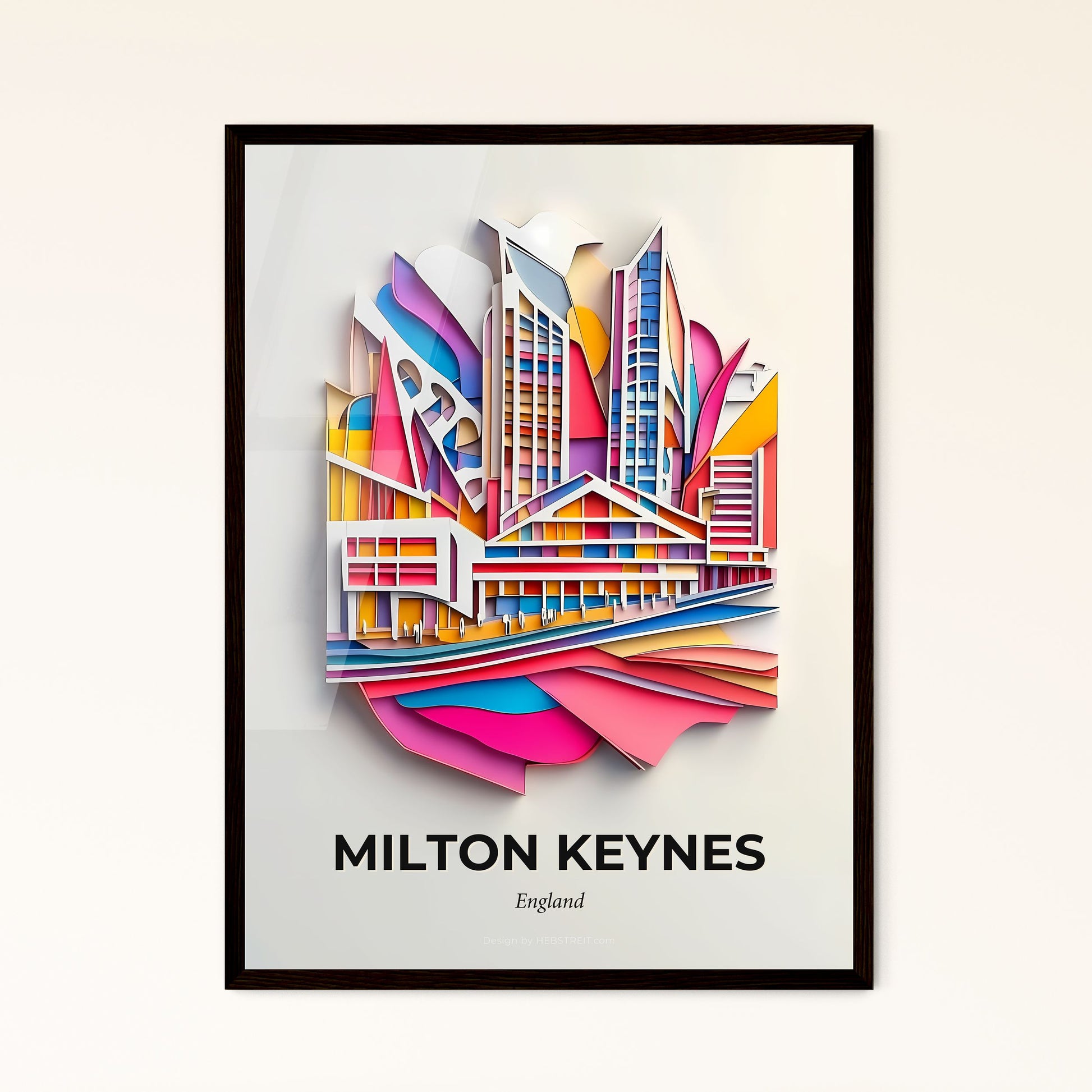 Vivid Milton Keynes, England - a paper cut of a city with a rainbow colored building