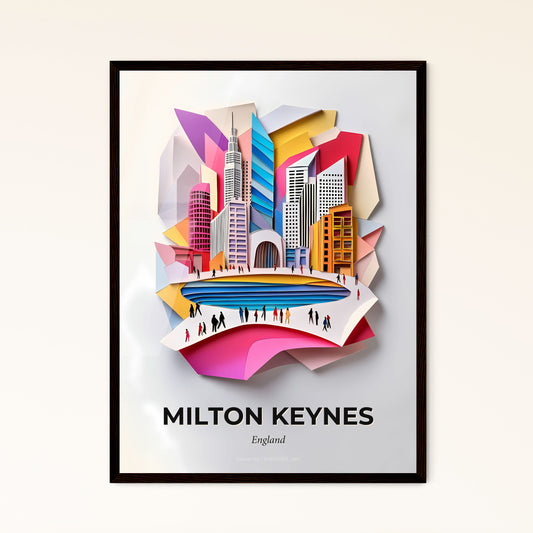 Vivid Milton Keynes, England - a paper cut of a city with people walking around