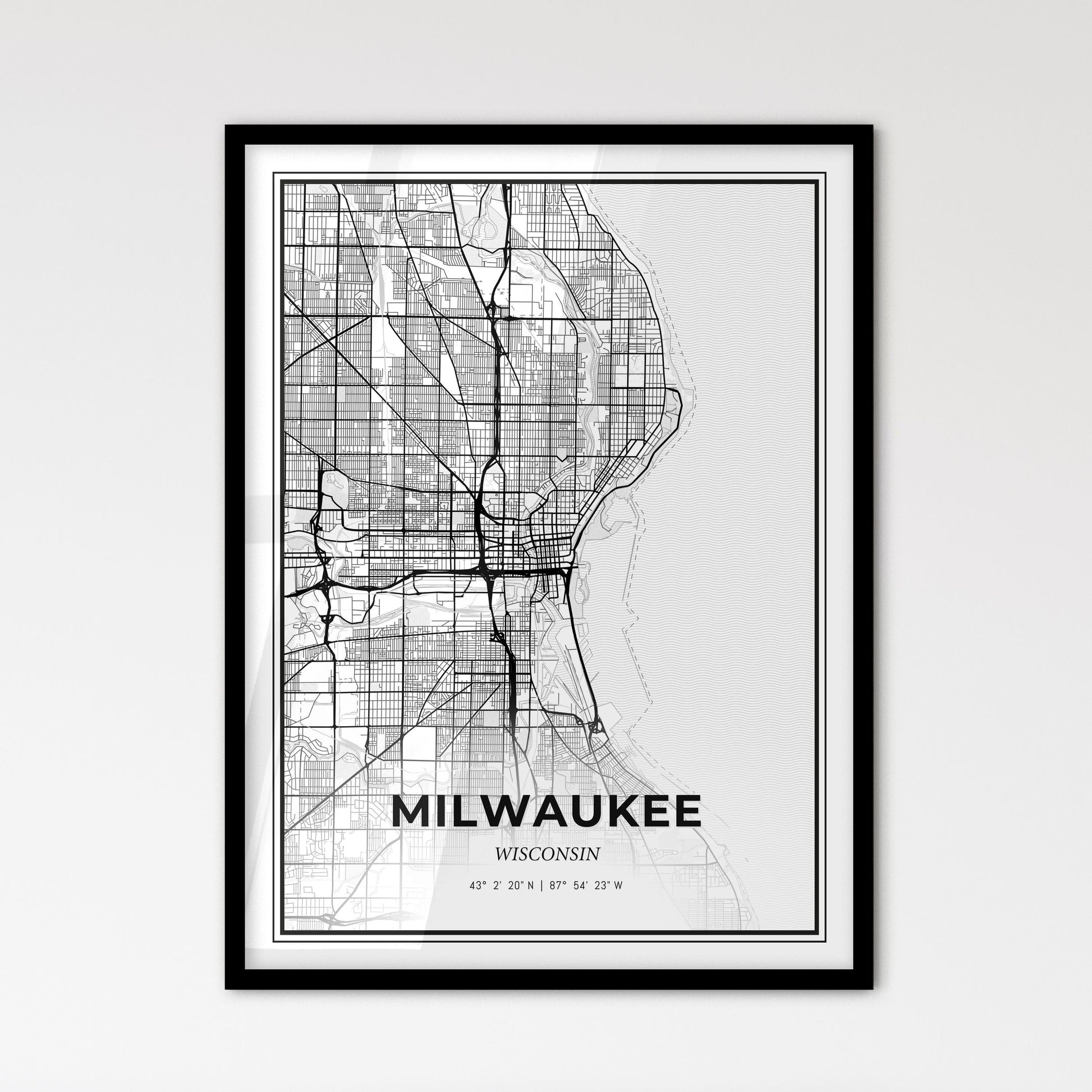 Milwaukee Wisconsin - Scandinavian Style City Map for Modern Home Decor