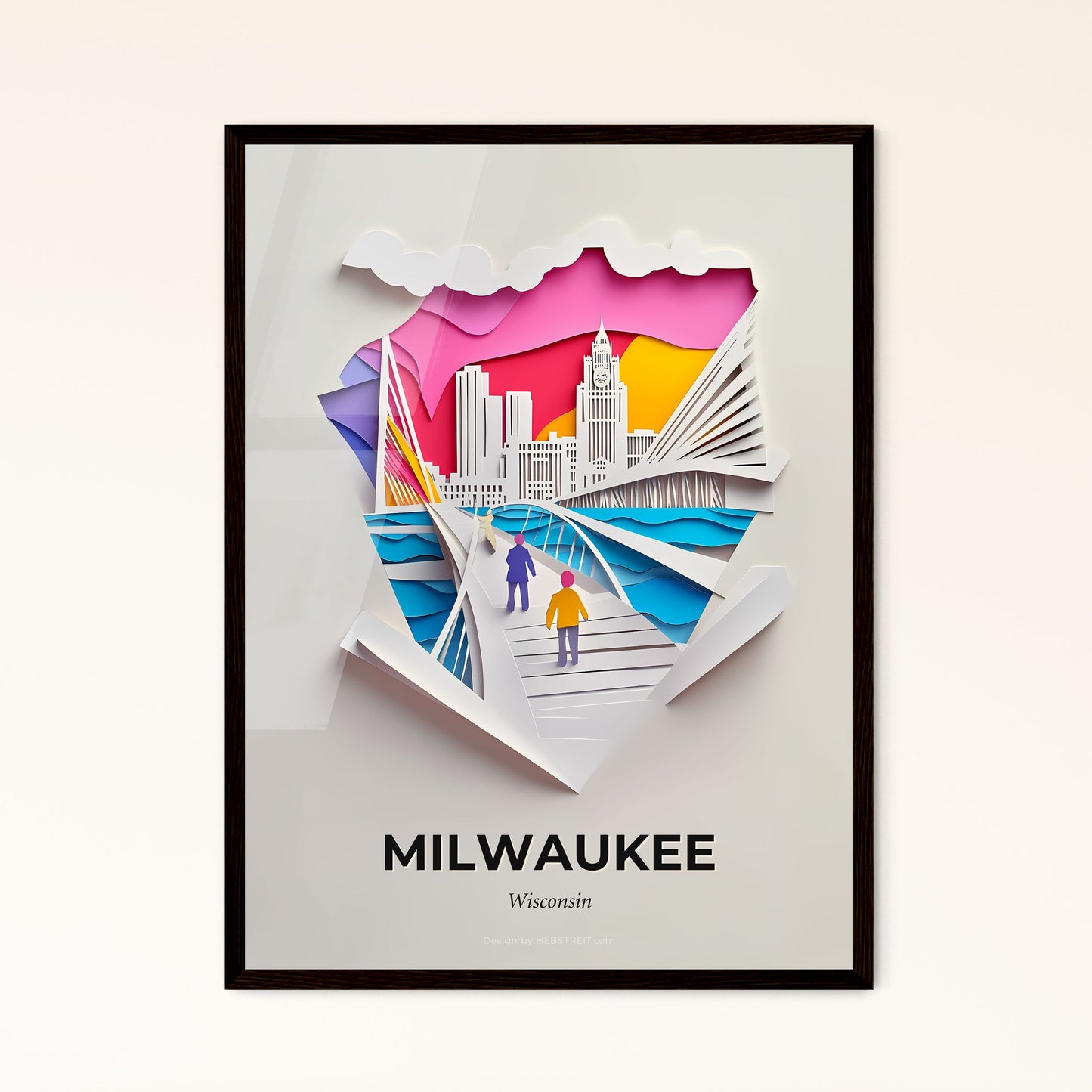 Vivid Milwaukee, Wisconsin - a paper cut of a person walking on a bridge