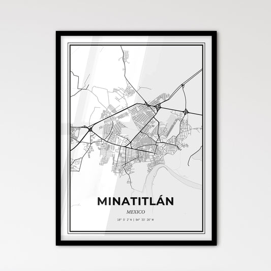 Minatitlán Mexico - Scandinavian Style City Map for Modern Home Decor