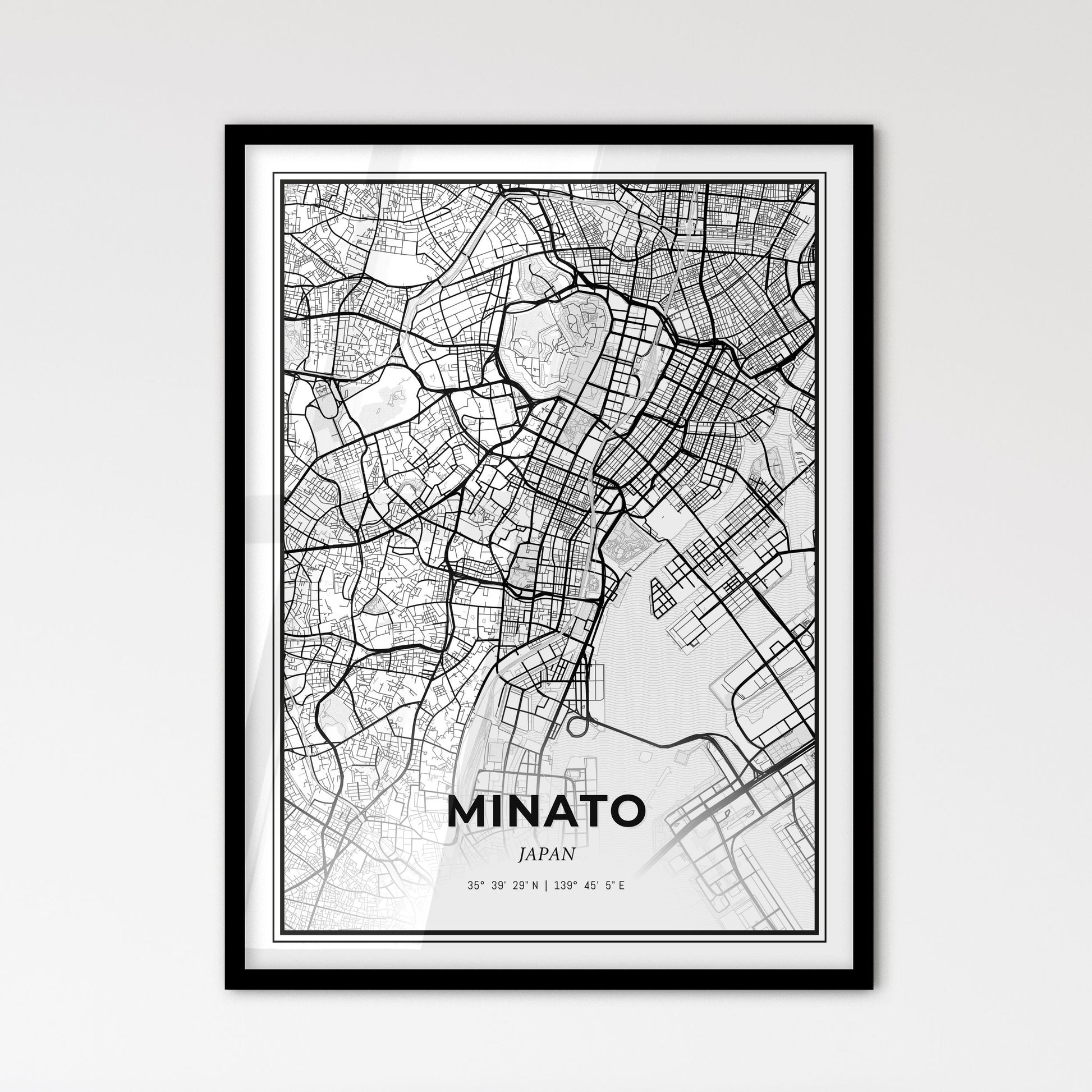 Minato Japan - Scandinavian Style City Map for Modern Home Decor