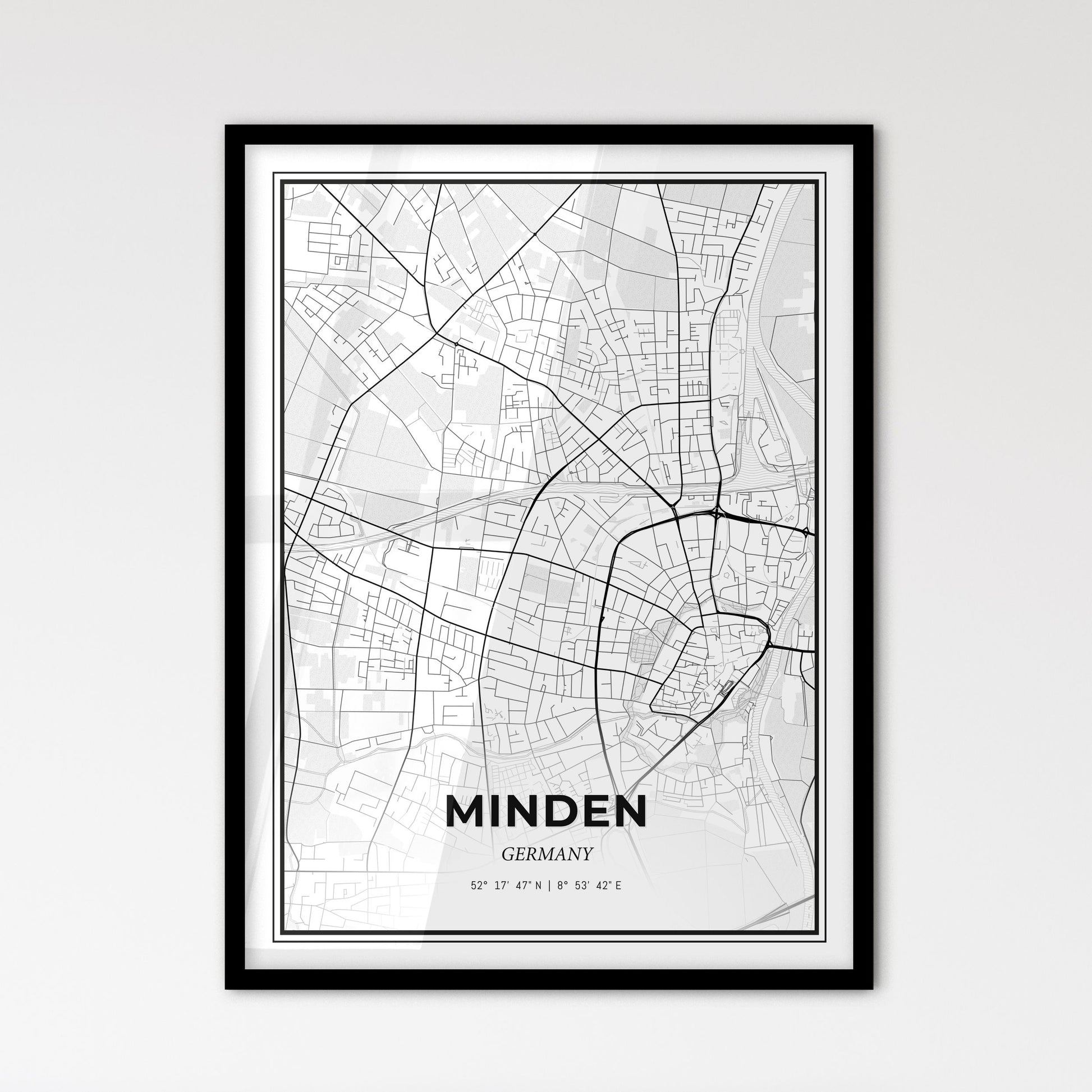 Minden Germany - Scandinavian Style City Map for Modern Home Decor